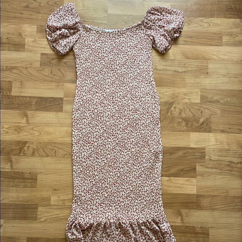 Claire Shirred Bodycon Off Shoulder Midi Dress